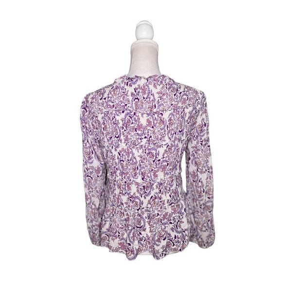 See by Chloe Long Sleeve Paisley Ruffle Top Purple Womens Size 36 US 4 - Picture 8 of 10
